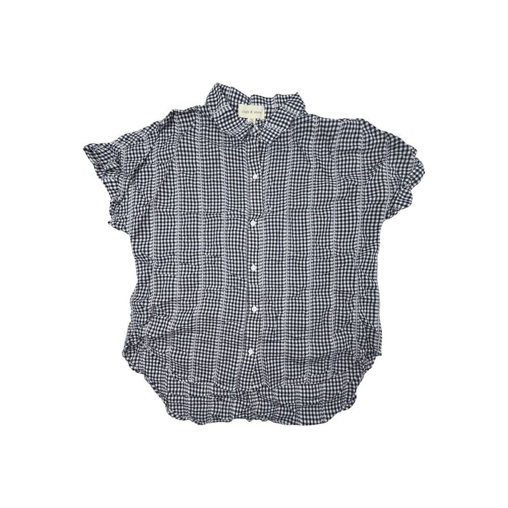 Anthropologie Cloth & Stone Black and White Plaid Gingham Button-Down Shirt S